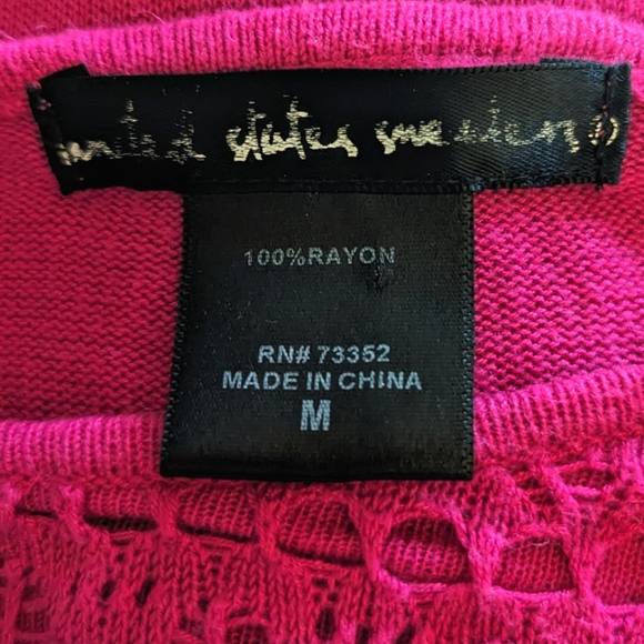 ❤️United States Sweaters Crochet Pull Over Sweater in Hot Pink/ Fuschia - Picture 5 of 8